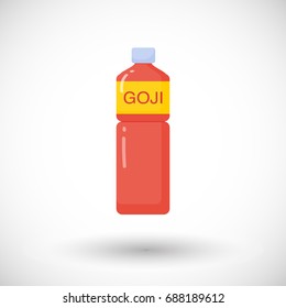 Goji berries juice vector flat icon, Flat design of superfood, wolfberry or healthy eating object with round shadow isolated on the white background, cute vector illustration with reflections