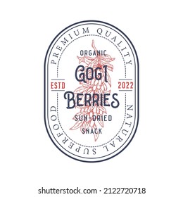 Goji berries label. Vector illustration in retro style