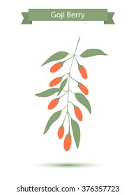 Goji berries on a branch. Vector illustration. Silhouette
