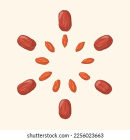 Goji Berries and Red Dates Flat Illustration