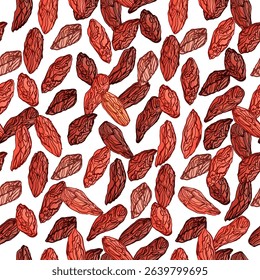 Goji berries seamless pattern color vector illustration for textile packaging designs wrapping paper