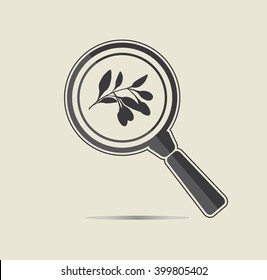 Goji berries under a magnifying glass. Botanical research conceptual icon. 