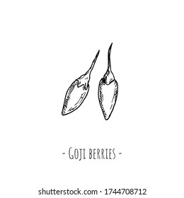 Goji berries. Vector cartoon illustration. Isolated objects on a white background. Hand-drawn style.