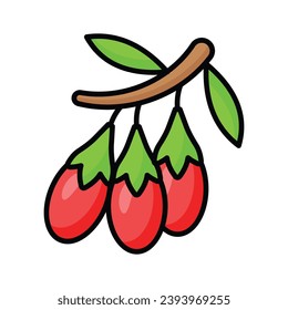 Goji berries vector design, chinese wolfberries icon, lycium barbarum or lycium chinense