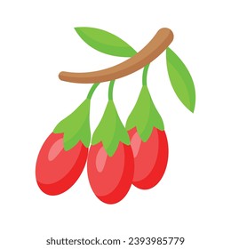 Goji berries vector design, chinese wolfberries icon, lycium barbarum or lycium chinense