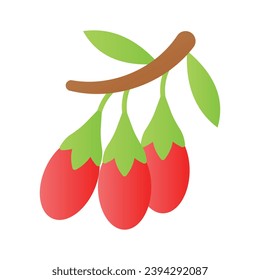 Goji berries vector design, chinese wolfberries icon, lycium barbarum or lycium chinense