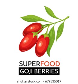 Goji berries vector icon. Healthy detox natural product superfood illustration for design market menu superfood .