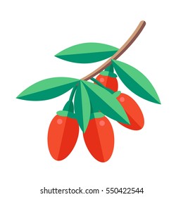 Goji berries vector illustration. Superfood wolfberry icon. Healthy detox natural product. Flat design organic food.