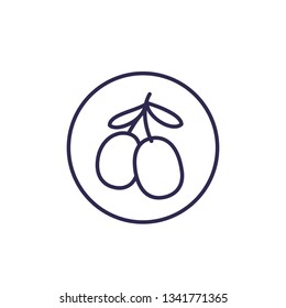 goji berries vector line icon on white
