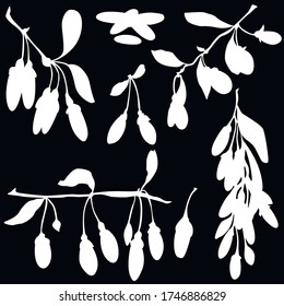 Goji beeren, weißer Silhouette-Vektor