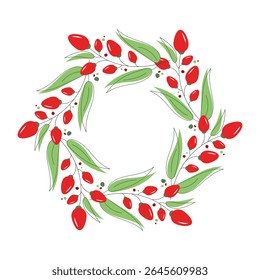 Goji berry botanical illustration on white background.
