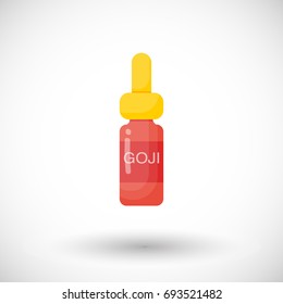 Goji berry oil vector flat icon, Flat design of superfood or healthy eating object with round shadow isolated on the white background, cute vector illustration with reflections