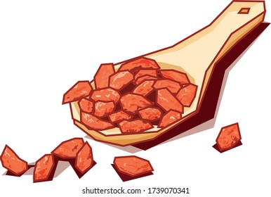 Goji drawn in vector with geometric shapes colored in flat colors. Vector drawing of fruit with fields of flat and geometric colors.