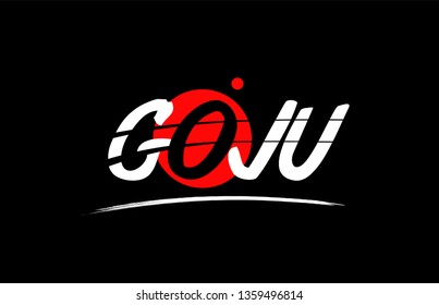 goju text word on black background with red circle suitable for card icon or typography logo design