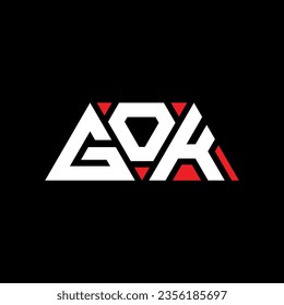 GOK Dreieck Buchstaben Logo Design mit Dreieck Form. GOK Dreieck Logo Design Monogramm. GOK Dreieck Vektor Logo Vorlage mit roter Farbe. GOK Dreieckslogo Einfach, elegant und luxuriös.