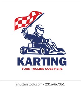 Go-kart logo template. Karting logo vector illustration.