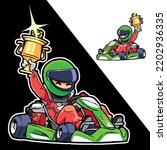 Go-kart Racer. Race winner. Cartoon Character.