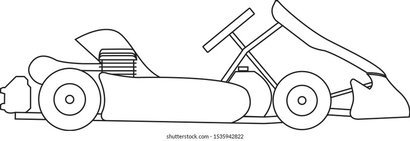 Go-kart racing car outline drawing