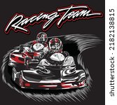 go-kart racing on black background for poster, t-shirt print, business element, social media content, blog, sticker, vlog, and card. vector illustration.