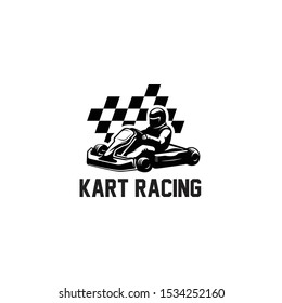 go-kart racing silhouette logo illustrations