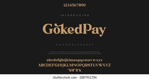 Goked Pay Modern alphabet font. typography font and with numbers. vector illustration