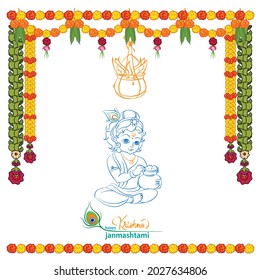 Gokulashtami Hindu Festival Template For Greeting Card