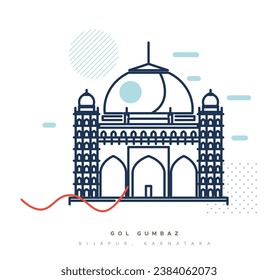 Gol Gumbaz - 17th Century Mausoleum in Bijapur as Stock Illustration as EPS 10 File