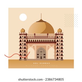 Gol Gumbaz - 17th Century Mausoleum in Bijapur as Stock Illustration as EPS 10 File