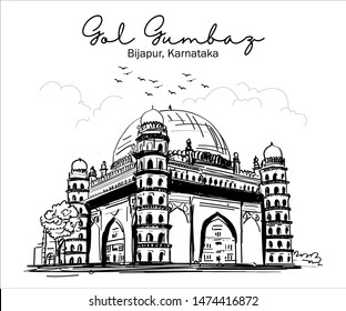 Gol Gumbaz (circular dome) the Monument of Bijapur, Karnataka, india.