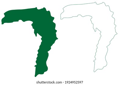 Golaghat district (Assam State, Republic of India) map vector illustration, scribble sketch Golaghat map
