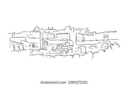 Esbozo vectorial de Golconda Fort Hyderabad India Esbozo ilustrativo de la línea de arte simple