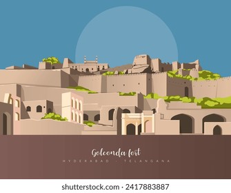 Golconda  Fort - Hyderabad - Stock Illustration as EPS 10 File