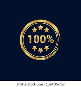 gold 100% Badge - label,sticker,emblem