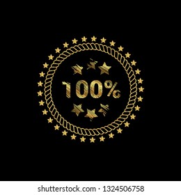 gold 100% Badge - label,sticker,emblem