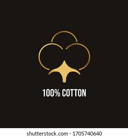 Gold 100% cotton icon. modern line logo. natural organic fiber sign. Can be used for web, mobile, and graphic design. Vector illustration.