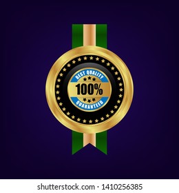 gold 100 Percent Best Quality Badge