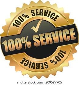gold 100% service sign