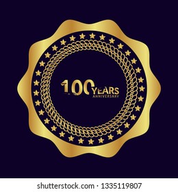 gold 100 years anniversary celebration emblem.grunge illustration