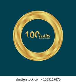 gold 100 years anniversary celebration emblem.grunge illustration
