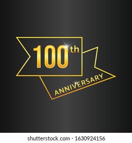 Gold 100 Years anniversary celebration template design isolated in a dark background