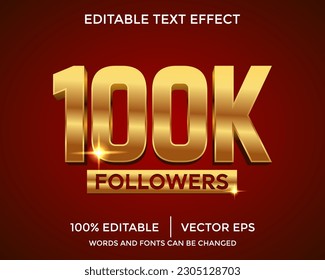 Gold 100K celebration text effect template