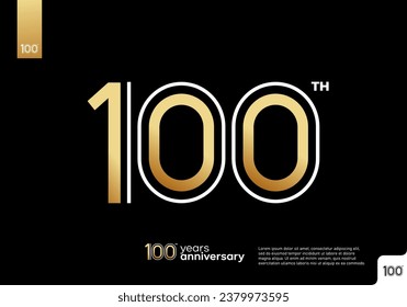 Gold 100th anniversary celebration logo on black background