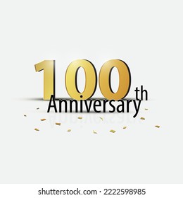 Gold 100th Year Anniversary Celebration Elegant Logo White Background