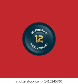 gold 12 years anniversary badge,label,sticker 