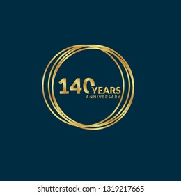 gold 140 years anniversary celebration simple emblem 