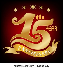 gold 15th Years Anniversary