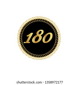 Gold 180 years anniversary emblem. Elegant anniversary badge design. 180 years logo