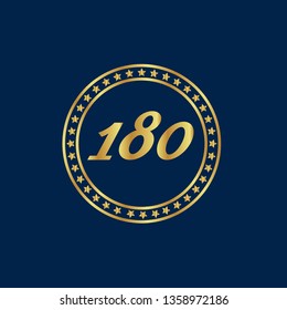 Gold 180 years anniversary emblem. Elegant anniversary badge design. 180 years logo