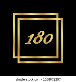 Gold 180 years anniversary emblem. Elegant anniversary badge design. 180 years logo