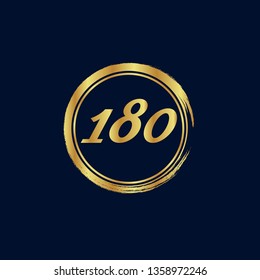 Gold 180 years anniversary emblem. Elegant anniversary badge design. 180 years logo